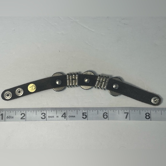 Vintage 1980s Fiocchi Italy Black Leather Bracelet - Picture 5 of 6